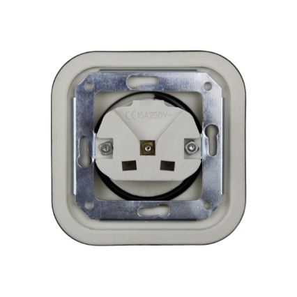 Elhard - Keramička retro kućna utičnica sa SCHUKO okvirom 230V crna