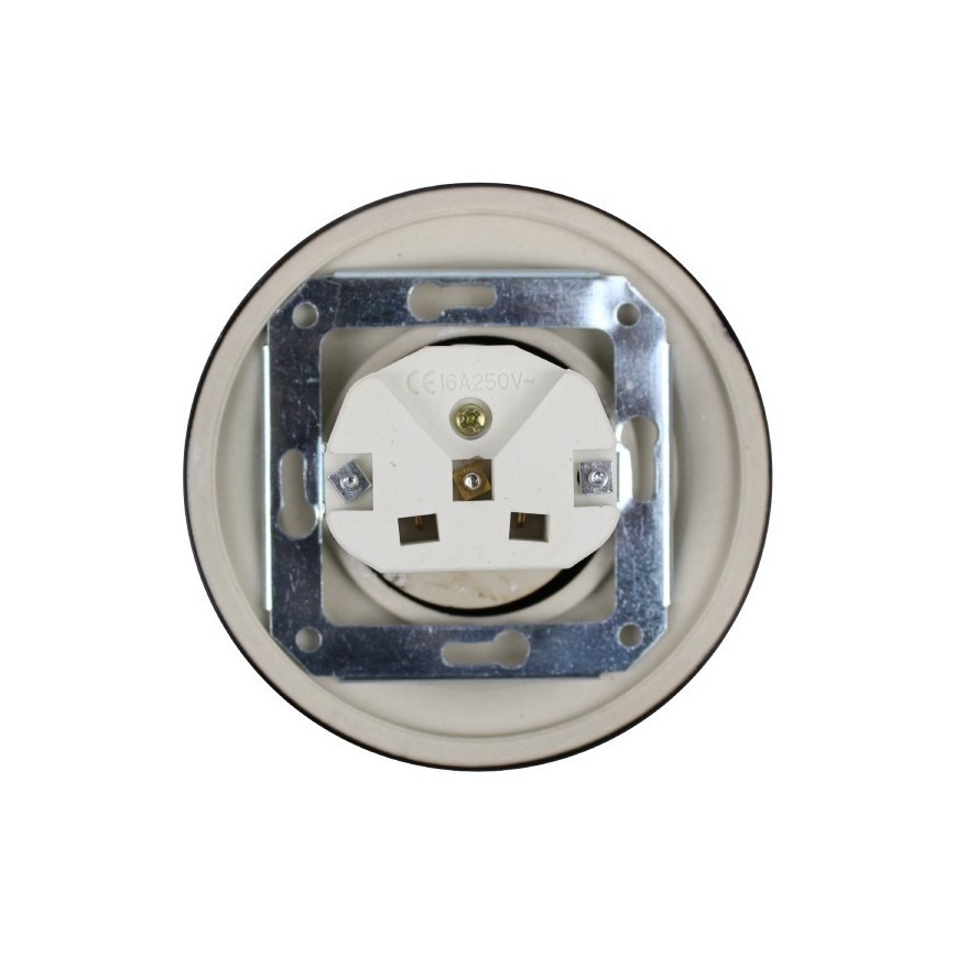 Elhard - Keramička retro zidna utičnica s okvirom 230V crna