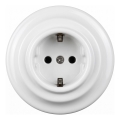 Elhard - Keramička retro zidna utičnica s okvirom SCHUKO 230V bijela