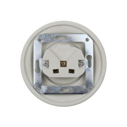Elhard - Keramička retro zidna utičnica s okvirom SCHUKO 230V bijela
