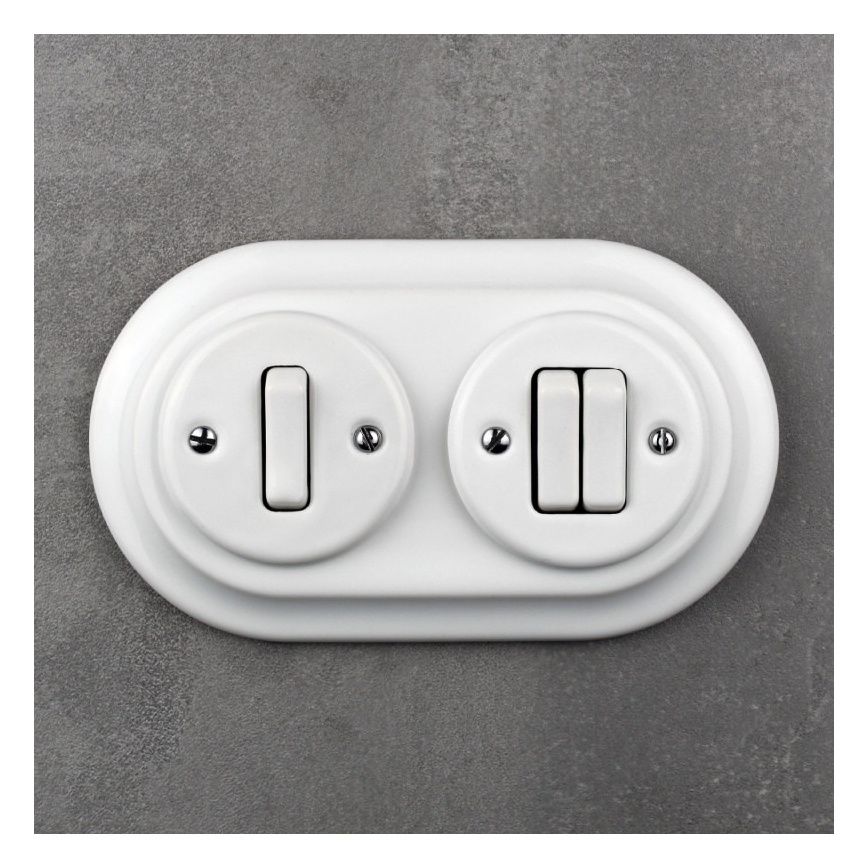 Elhard - Keramički retro dvostruki okvir bijele boje