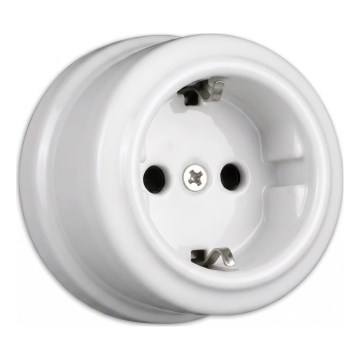 Elhard - Retro keramička kućna SCHUKO utičnica 230V bijela