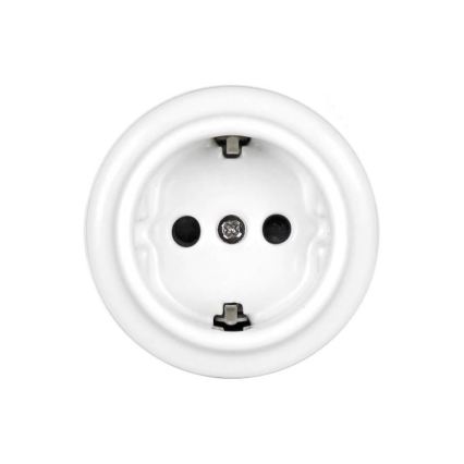 Elhard - Retro keramička kućna SCHUKO utičnica 230V bijela