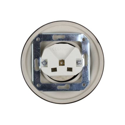Elhard - Retro keramička kućna utičnica s okvirom SCHUKO 230V crna