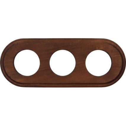 Elhard - Trostruka keramička retro kućna utičnica s okvirom SCHUKO 230V bijela/tamno drvo