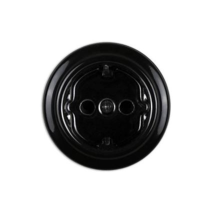 Elhard - Zidna keramička retro kućna utičnica s okvirom SCHUKO 230V crna