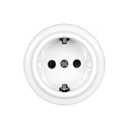 Elhard - Zidna keramička retro utičnica za kućnu upotrebu SCHUKO 230 V bijela