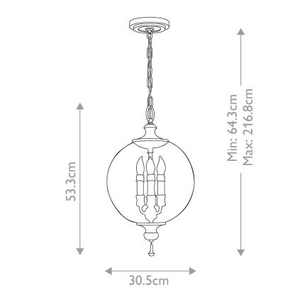 Elstead FE-ARGENTO-P - Luster na lancu ARGENTO 3xE14/60W/230V