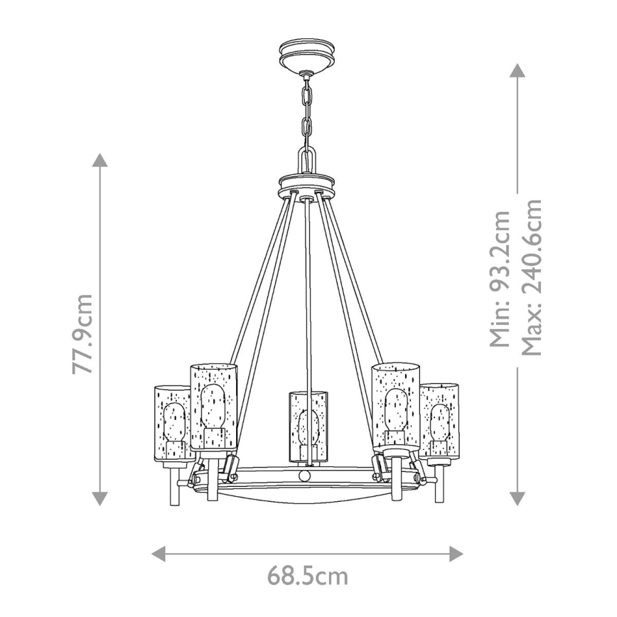 Elstead HK-COLLIER5 - Luster na lancu COLLIER 5xE27/100W/230V