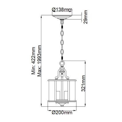 Elstead HK-GENTRY-P-S-PW - Luster na lancu GENTRY 3xE14/60W/230V