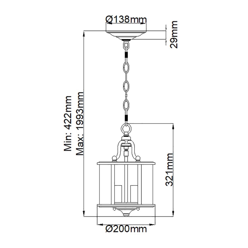 Elstead HK-GENTRY-P-S-PW - Luster na lancu GENTRY 3xE14/60W/230V