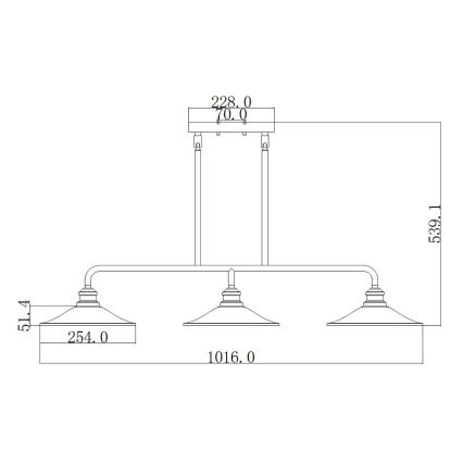 Elstead HK-RIGBY-ISLE-KZ - Viseći luster RIGBY 3xE27/60W/230V