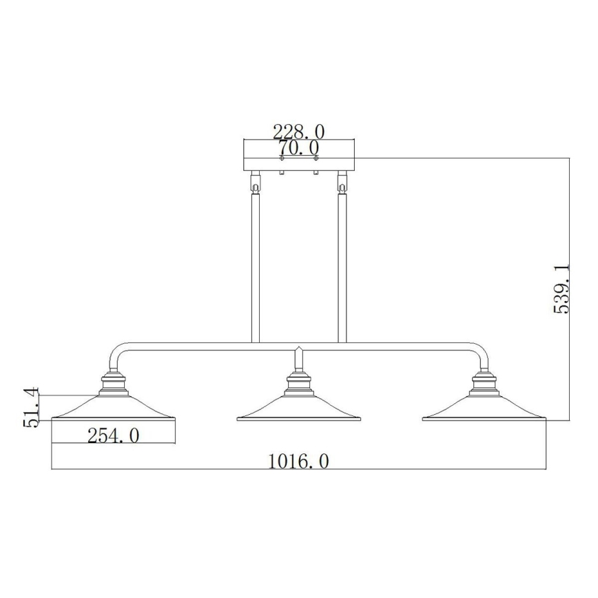 Elstead HK-RIGBY-ISLE-KZ - Viseći luster RIGBY 3xE27/60W/230V