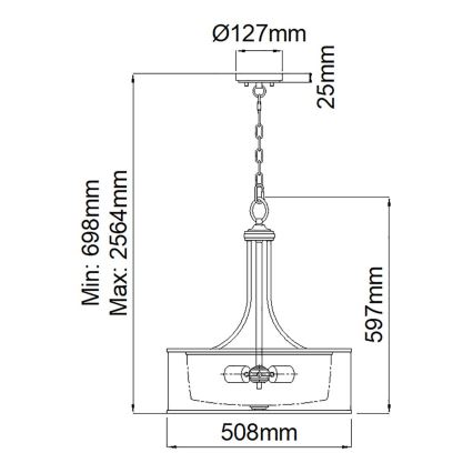 Elstead KL-LACEY-P-L-MB - Luster na lancu LACEY 4xE27/60W/230V