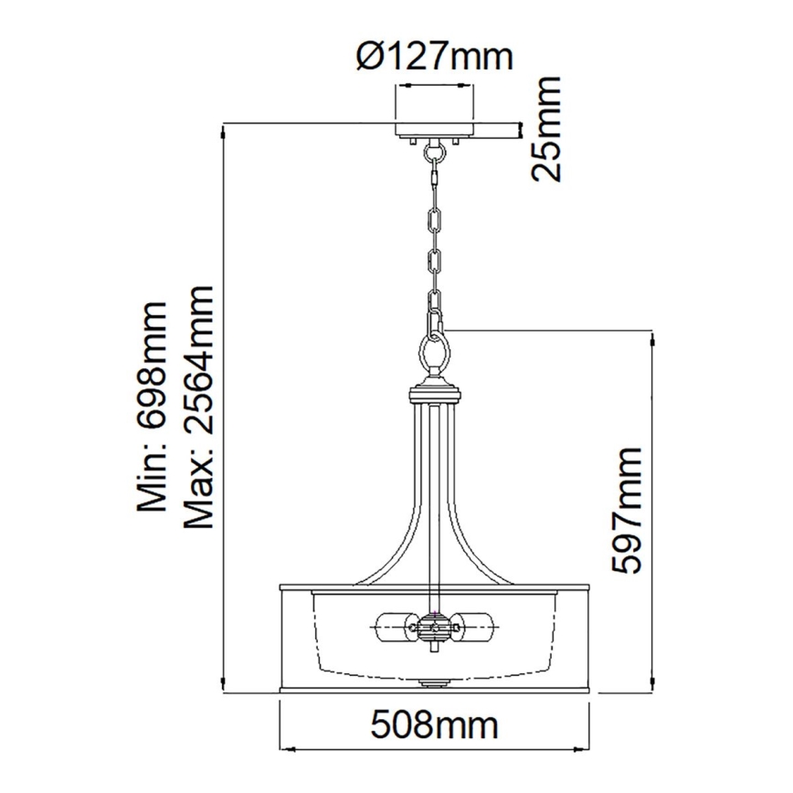 Elstead KL-LACEY-P-L-MB - Luster na lancu LACEY 4xE27/60W/230V