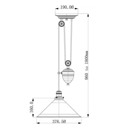 Elstead PV-P-AGB - Luster na sajli PROVENCE 1xE27/100W/230V mesing