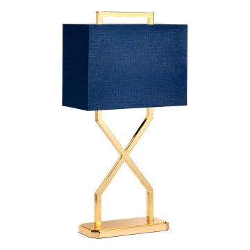 Elstead - Stolna lampa CROSS 1xE27/60W/230V zlatna/plava
