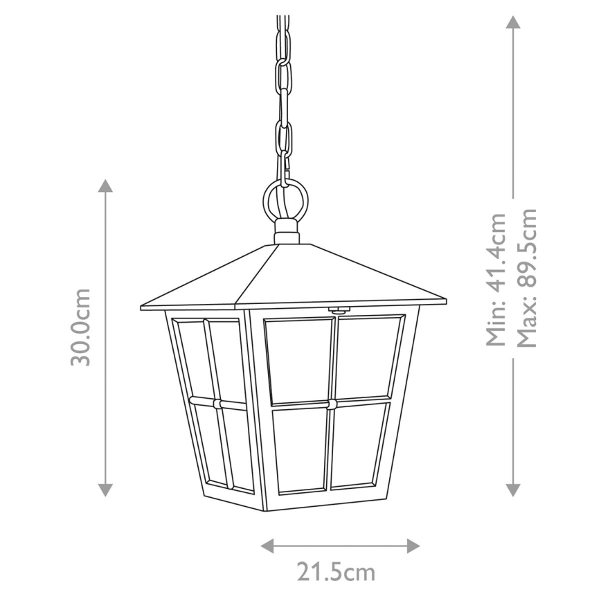 Elstead - Vanjski luster na lancu CANTERBURY 1xE27/100W/230V IP43 crna