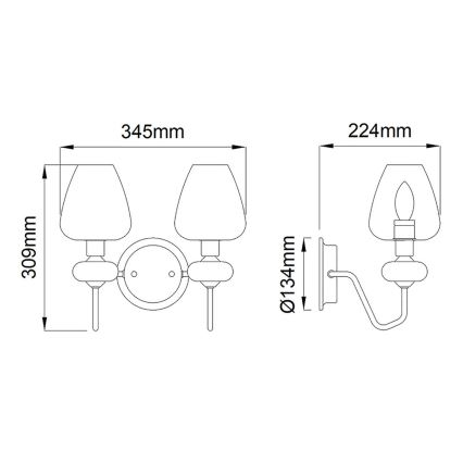 Elstead - Zidna svjetiljka ARMAND 2xE14/40W/230V crna/mesing