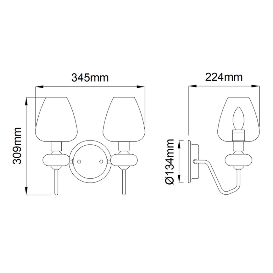 Elstead - Zidna svjetiljka ARMAND 2xE14/40W/230V crna/mesing