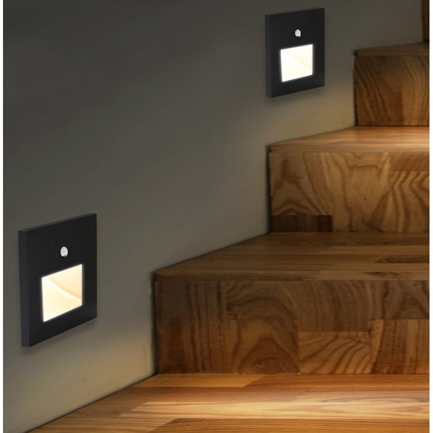 Emithor 70418 - LED Stubišna svjetiljka sa senzorom SUNNY LED/1W/230V 4000K crna