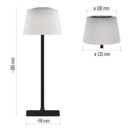 LED Prigušiva punjiva lampa KATIE LED/4W/10V 1800mAh IP44 CRI 90 crna