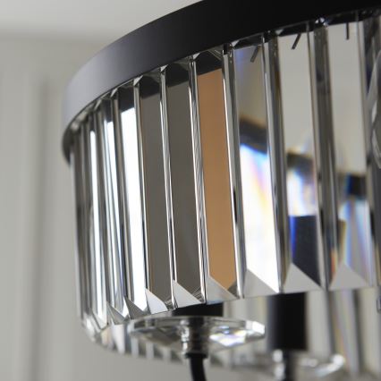 Endon 100711 - Luster na lancu CHESTERFIELD 6xE14/6W/230V, promjer 55 cm, crna