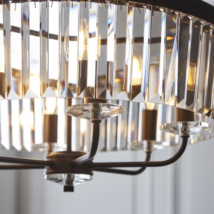 Endon 100711 - Luster na lancu CHESTERFIELD 6xE14/6W/230V, promjer 55 cm, crna