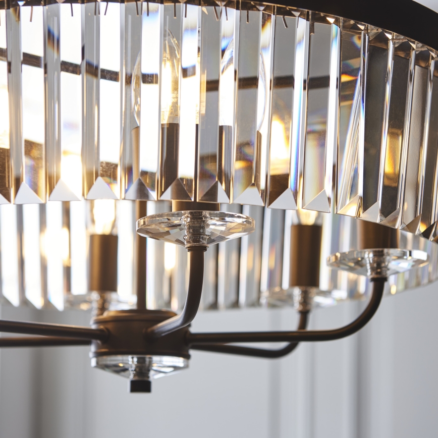 Endon 100711 - Luster na lancu CHESTERFIELD 6xE14/6W/230V, promjer 55 cm, crna