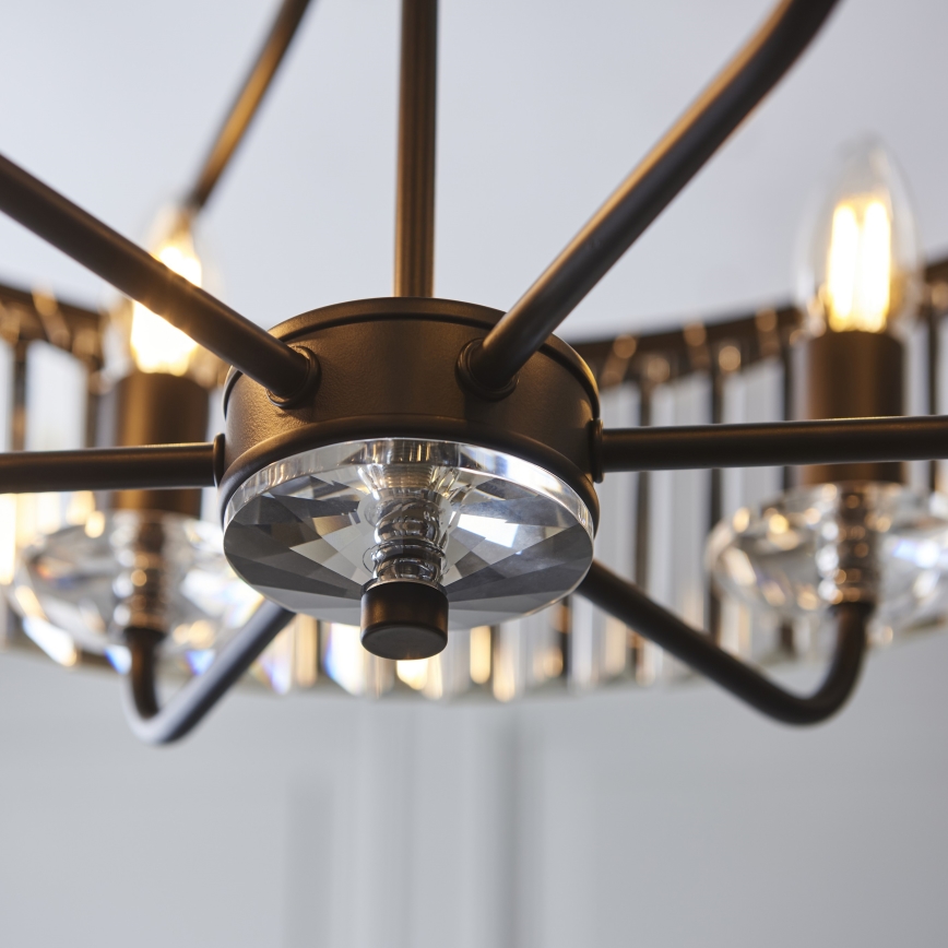 Endon 100711 - Luster na lancu CHESTERFIELD 6xE14/6W/230V, promjer 55 cm, crna