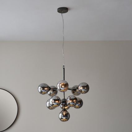 Endon 101147 - Viseći luster na sajli OSCAR 11xG9/18W/230V crna/dimljena