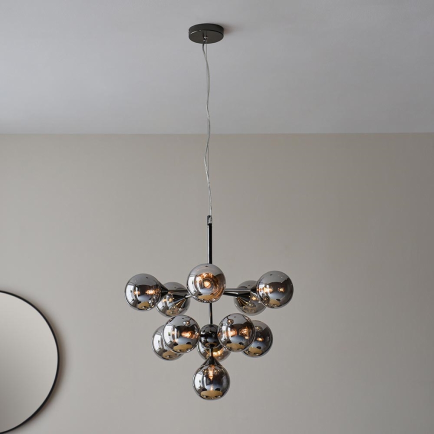 Endon 101147 - Viseći luster na sajli OSCAR 11xG9/18W/230V crna/dimljena