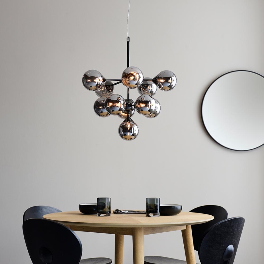 Endon 101147 - Viseći luster na sajli OSCAR 11xG9/18W/230V crna/dimljena