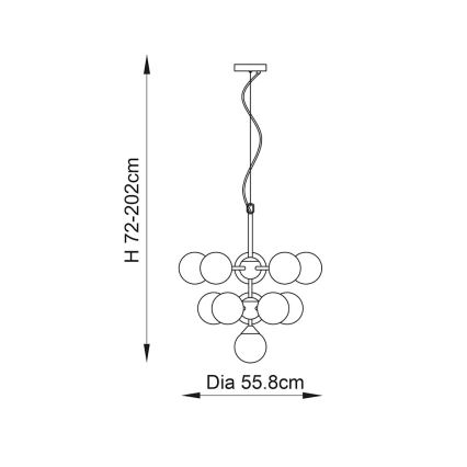 Endon 101147 - Viseći luster na sajli OSCAR 11xG9/18W/230V crna/dimljena