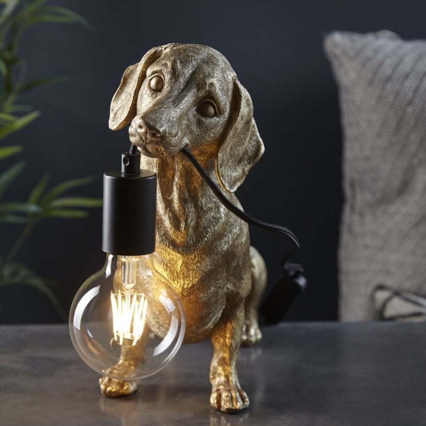 Endon 101187 - Stolna lampa DACHSHUND 1xE27/10W/230V zlatna