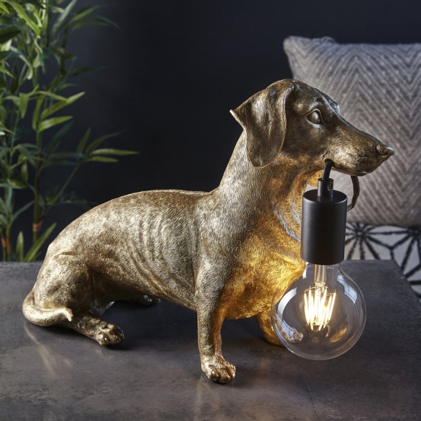 Endon 101187 - Stolna lampa DACHSHUND 1xE27/10W/230V zlatna