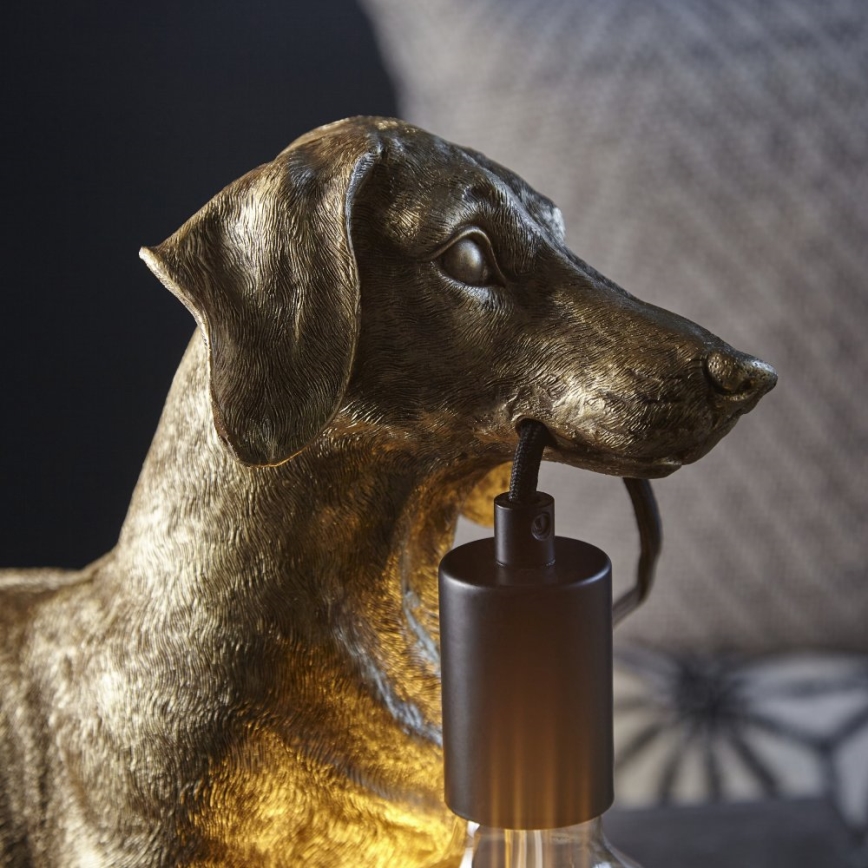 Endon 101187 - Stolna lampa DACHSHUND 1xE27/10W/230V zlatna