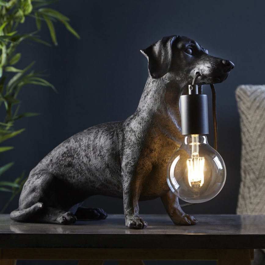 Endon 101188 - Stolna lampa DACHSHUND 1xE27/10W/230V crna