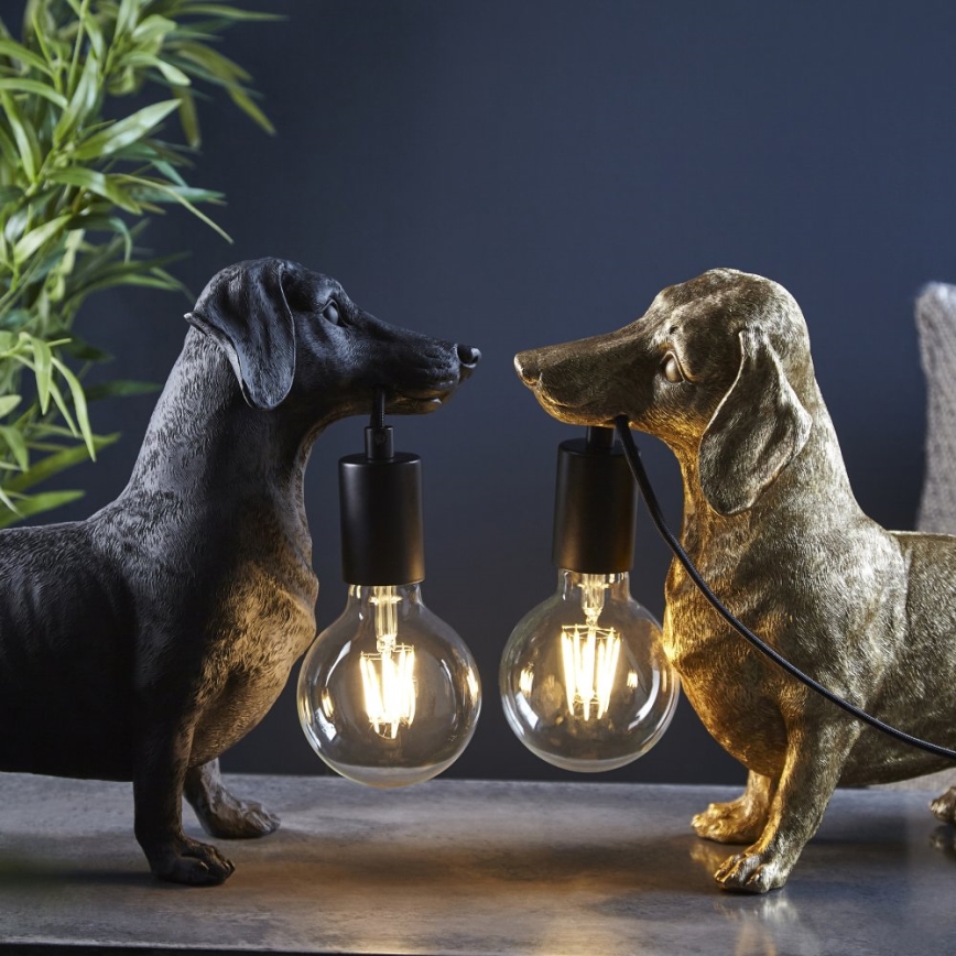 Endon 101188 - Stolna lampa DACHSHUND 1xE27/10W/230V crna