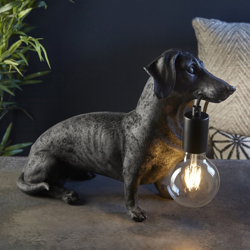 Endon 101188 - Stolna lampa DACHSHUND 1xE27/10W/230V crna