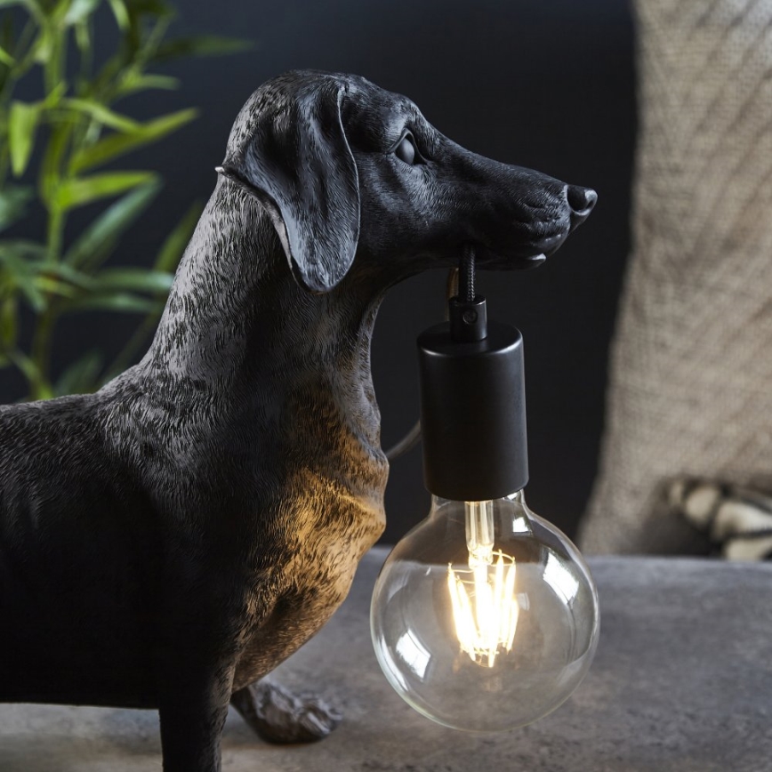 Endon 101188 - Stolna lampa DACHSHUND 1xE27/10W/230V crna
