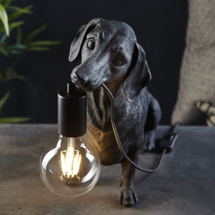 Endon 101188 - Stolna lampa DACHSHUND 1xE27/10W/230V crna