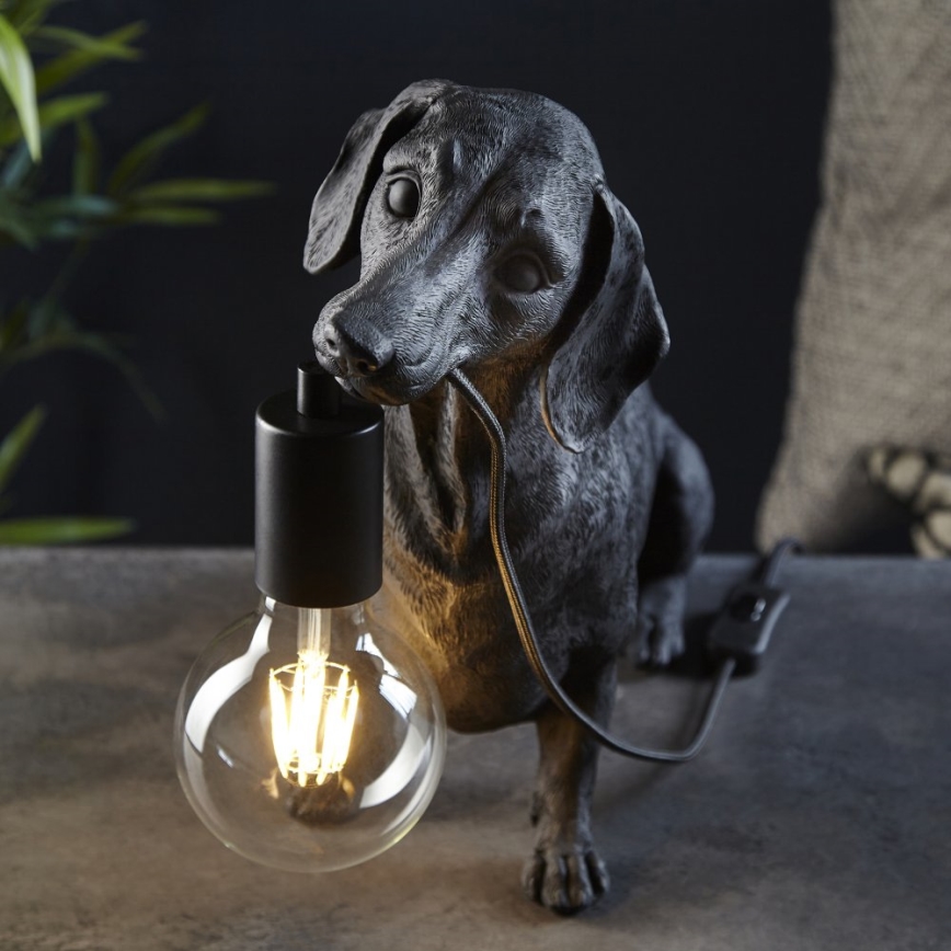 Endon 101188 - Stolna lampa DACHSHUND 1xE27/10W/230V crna