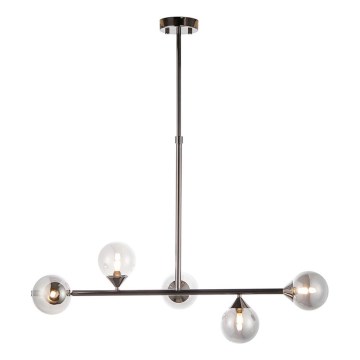 Endon 101348 - Luster na štapu OTIS 5xG9/3W/230V crni krom/dimljeno crna