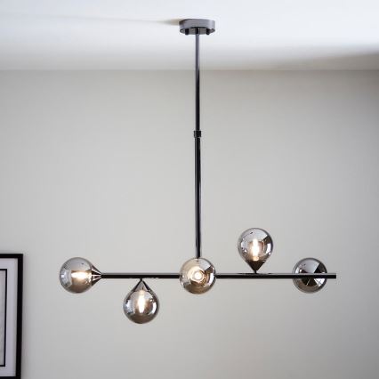 Endon 101348 - Luster na štapu OTIS 5xG9/3W/230V crni krom/dimljeno crna