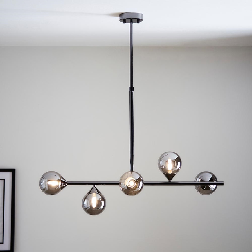 Endon 101348 - Luster na štapu OTIS 5xG9/3W/230V crni krom/dimljeno crna