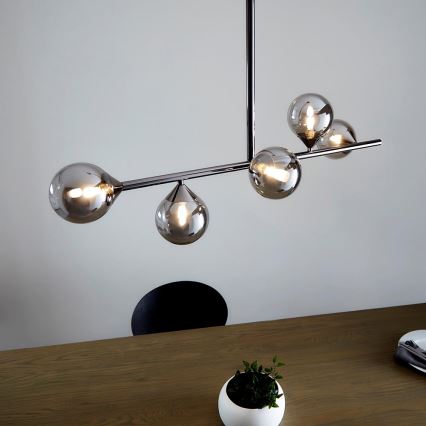 Endon 101348 - Luster na štapu OTIS 5xG9/3W/230V crni krom/dimljeno crna