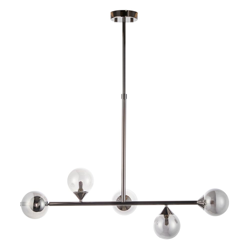 Endon 101348 - Luster na štapu OTIS 5xG9/3W/230V crni krom/dimljeno crna