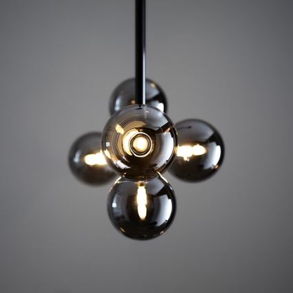 Endon 101348 - Luster na štapu OTIS 5xG9/3W/230V crni krom/dimljeno crna