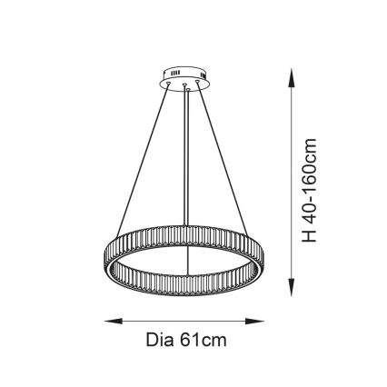 Endon 102255 - LED prigušivi luster na sajli LAGUNA LED/36W/230V sjajni krom